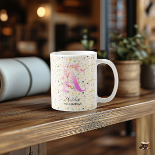 Tasse d'art avec monogramme lettre A boho chic