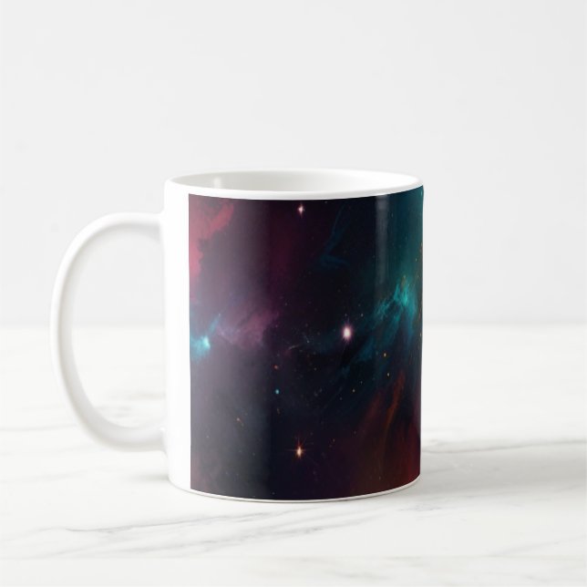 Tasse d'art cosmique nébuleuse sarcelle et orange  (Gauche)