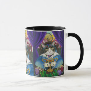 Tasse d'art de carte de tarot de chat de diseur de