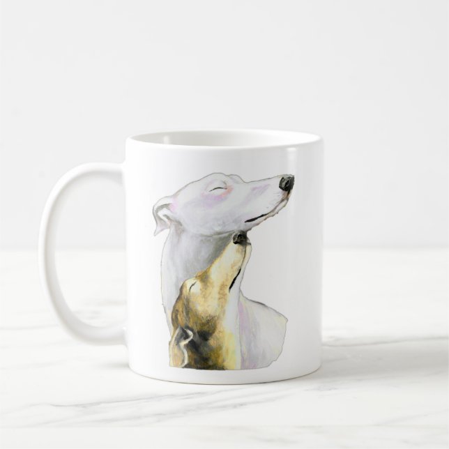 Tasse d'art de chien "d'amour de lévrier" (Gauche)
