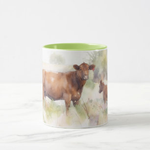 Tasse d'art de ferme du Texas Angus Vache Mère et