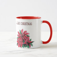 TASSE D'ART DE JOYEUX NOËL DE POINSETTIA