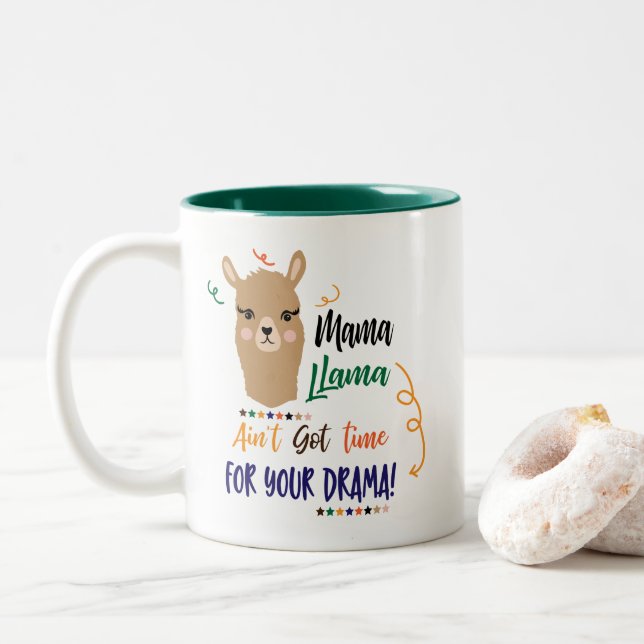 Tasse d'art de mot de drame de lama de mamans (Avec donut)