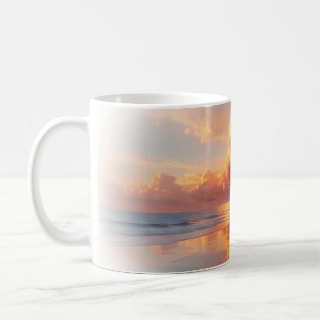 Tasse d'art de nuage d'océan de coucher de soleil  (Gauche)