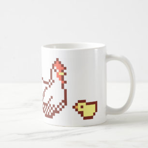 Tasse d'art de pixel de poule et de poussin