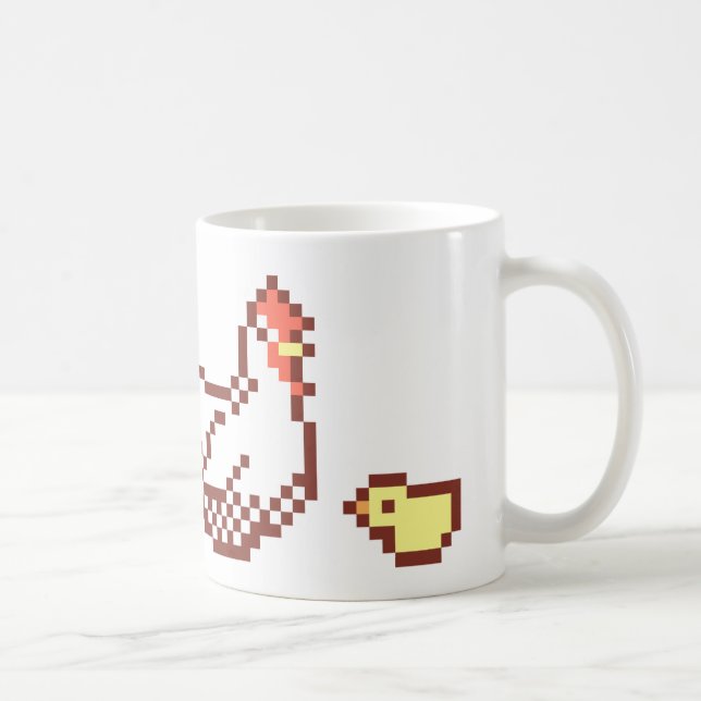 Tasse d'art de pixel de poule et de poussin (Droite)