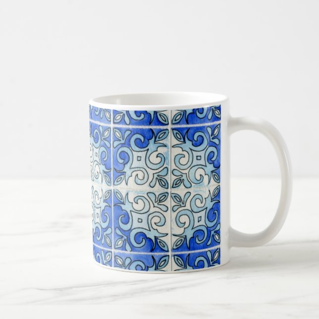 Tasse d'art de tuile - bleu (Droite)