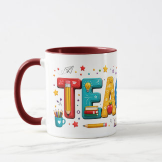 Tasse d'art de typographie pour enseignant 3D – Ca