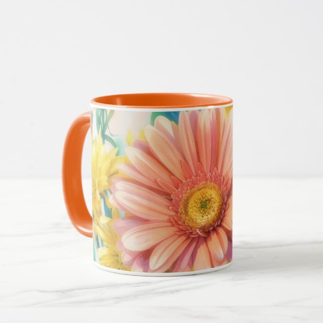 Tasse d'art Fleurs Colorées Orange Marguerite (Devant gauche)