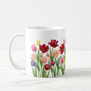 Tasse d'art floral papillon de jardin de tulipes d