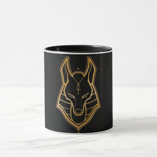 Tasse d'art minimaliste Jackal Égyptien en Or