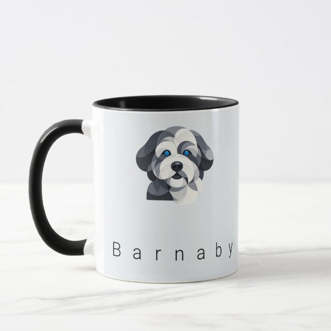 Tasse d'art moderne Aussiedoodle - Géométrique ble (Gauche)