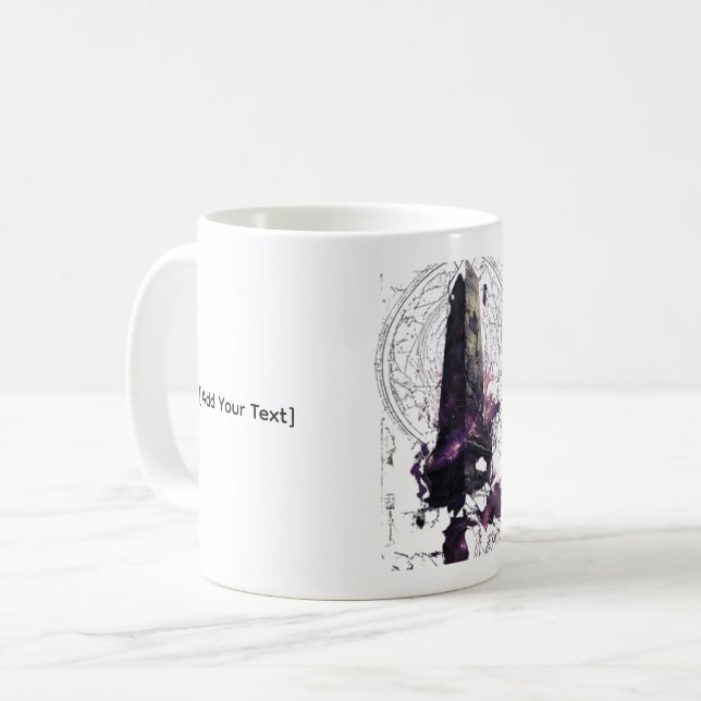 Tasse d'art occulte Obélisque Cosmique Violet (Devant gauche)