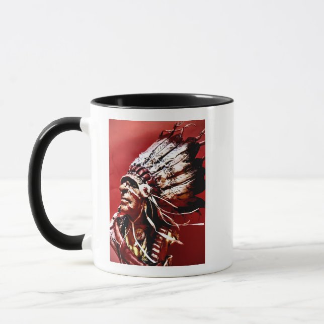 Tasse d'art original "Chef Nez-Percé" autochtone (Gauche)