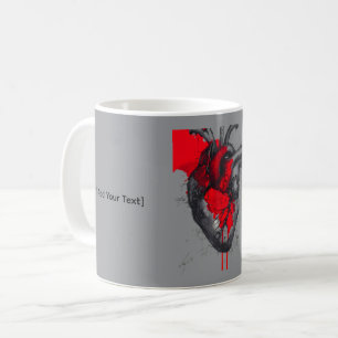 Tasse d'art polka trash avec croquis de cœur anato