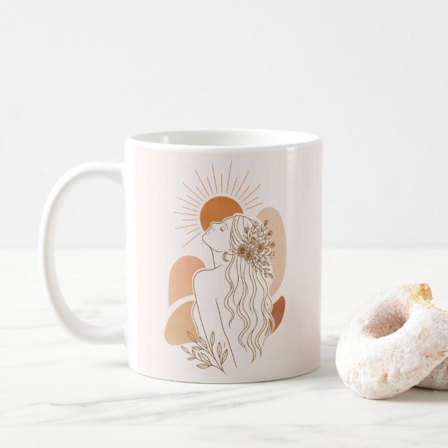 Tasse d'art pour femme boho minimaliste (Avec donut)