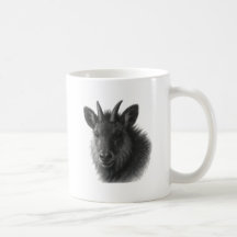 Tasse d'art raffiné en noir et blanc sur le sérow
