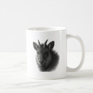 Tasse d'art raffiné en noir et blanc sur le sérow