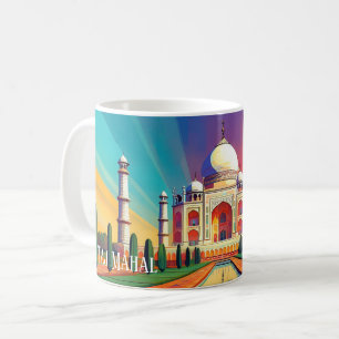 Tasse d'art vibrante sur le lever de soleil au Taj