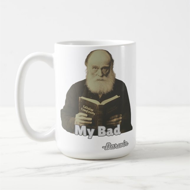 Tasse « Darwin “My Bad!” » - Humour Évolutif  (Gauche)