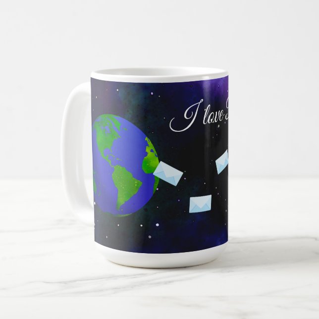 Tasse de 15 oz. J'adore Postcrossing ll (Devant gauche)