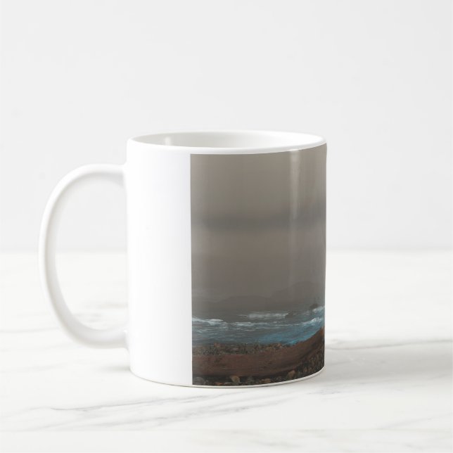 Tasse de 330ml avec image de "plage de pierres" (Gauche)