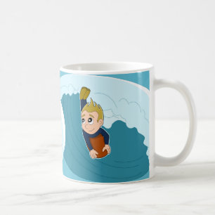 Tasse de bande dessinée de garçon de Bodyboardin