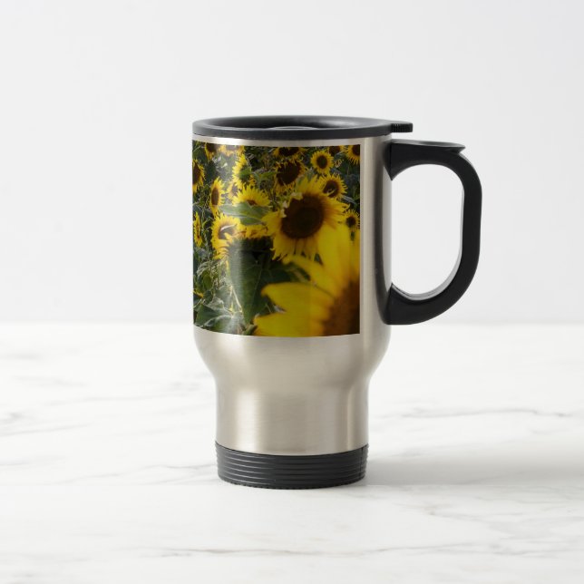 Tasse de banlieusard de douche de tournesol d'été (Droit)