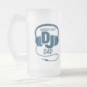 Tasse de bière bleue du meilleur papa du DJ du