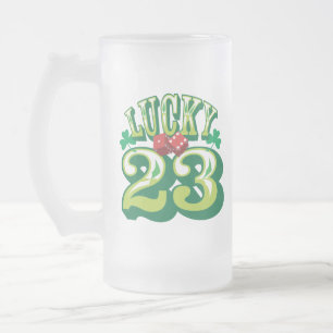Tasse de bière chanceuse 23 en verre