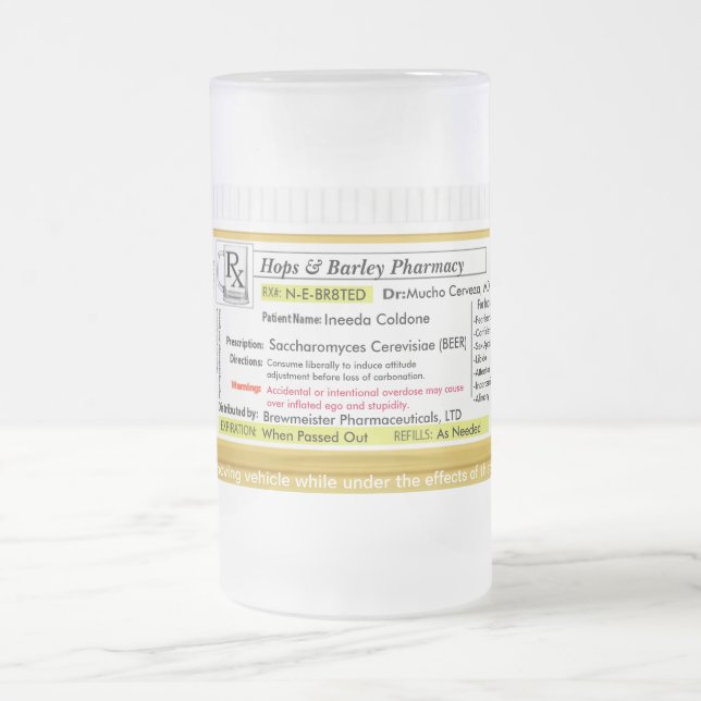 Tasse de bière de prescription de RX (Centre)