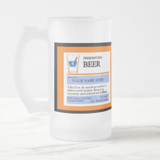 Tasse de bière faite sur commande de prescription
