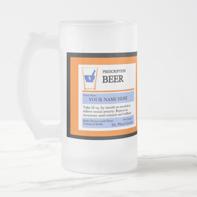 Tasse de bière faite sur commande de prescription (Gauche)
