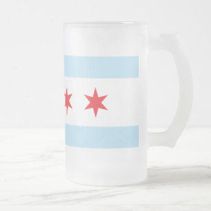 Tasse de bière givrée par drapeau de Chicago