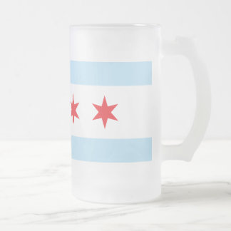 Tasse de bière givrée par drapeau de Chicago