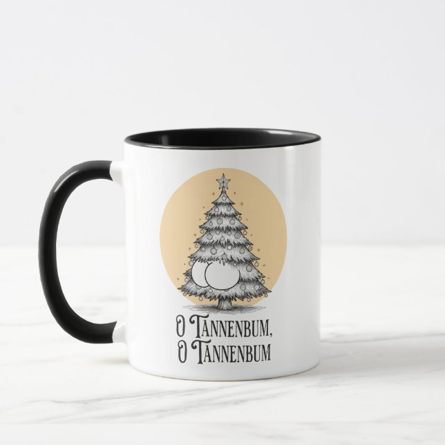 Tasse de blague de fessier de Noël O Tannenbum (Gauche)