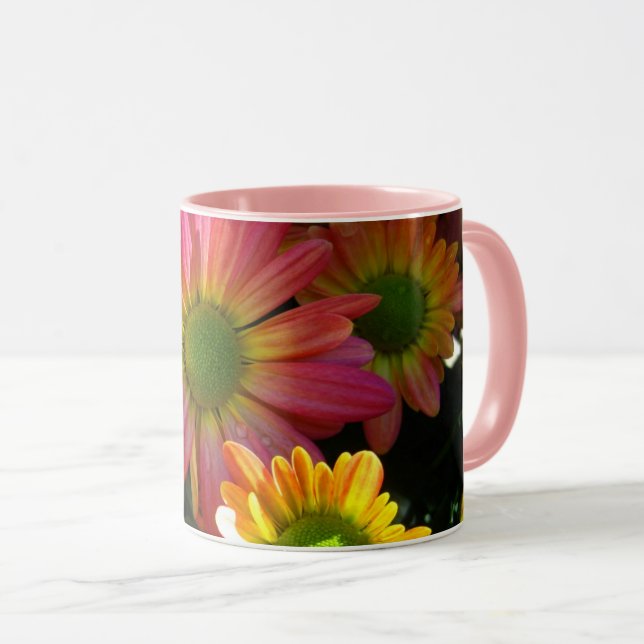Tasse de boisson Fleurs d'automne rose et jaune (Devant droit)