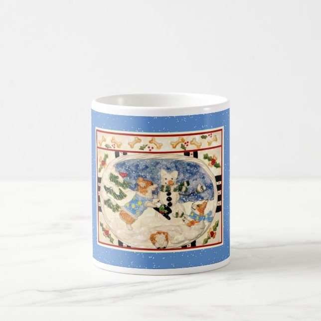 Tasse de bonhomme de neige de corgi (Centre)
