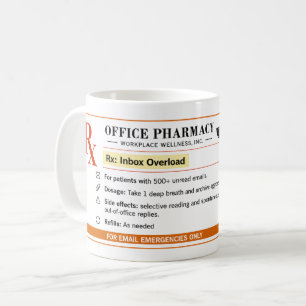 Tasse de bureau Rx ordonnance de surcharge de boît