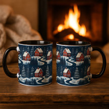 Tasse de cabane d'hiver confortable d'art folklori