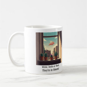 Tasse de cactus à rebord de la fenêtre de cochon