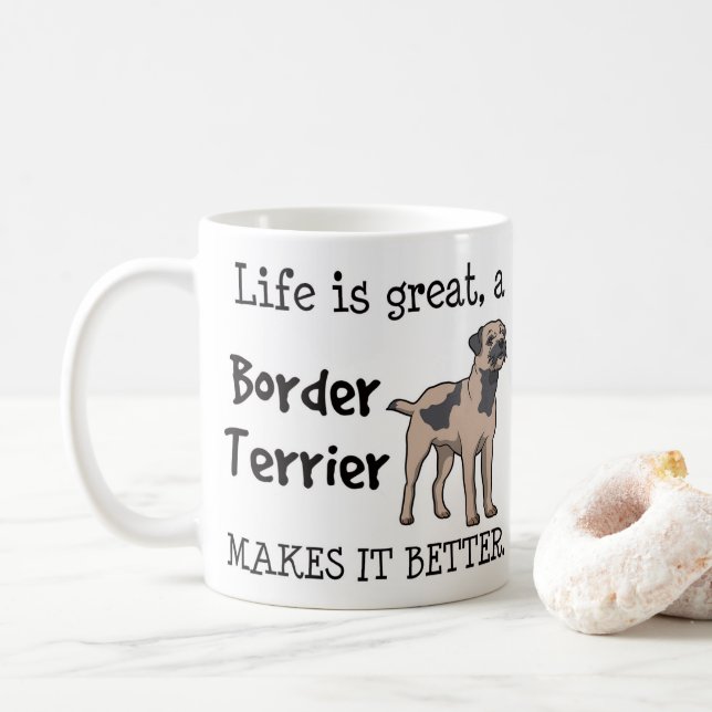 Tasse de cadeau de chien de Terrier de frontière (Avec donut)