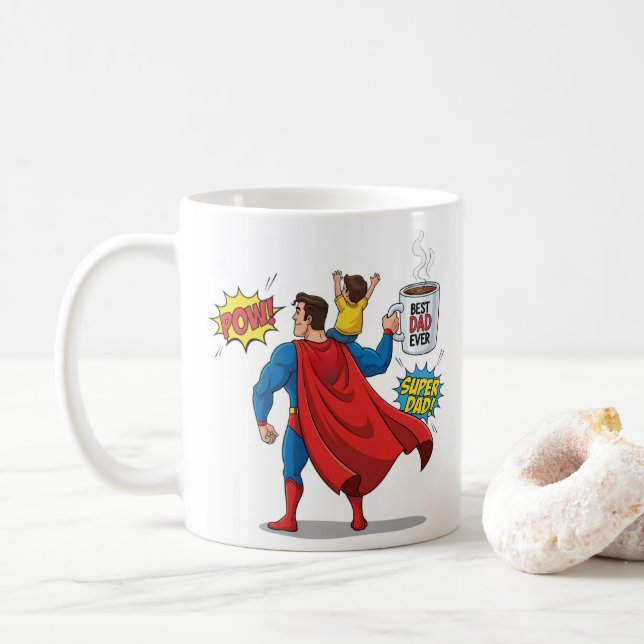 Tasse de cadeau de super-héros modifiable super pa (Avec donut)