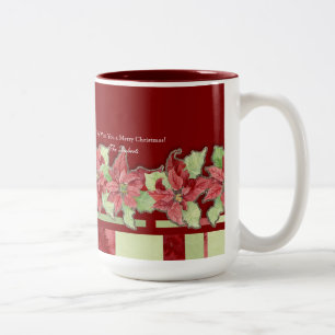 Tasse de cadeau personnalisée par poinsettia de