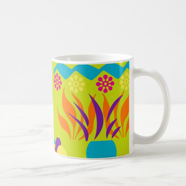 Tasse de café 11oz heureuse florale abstraite (Droite)