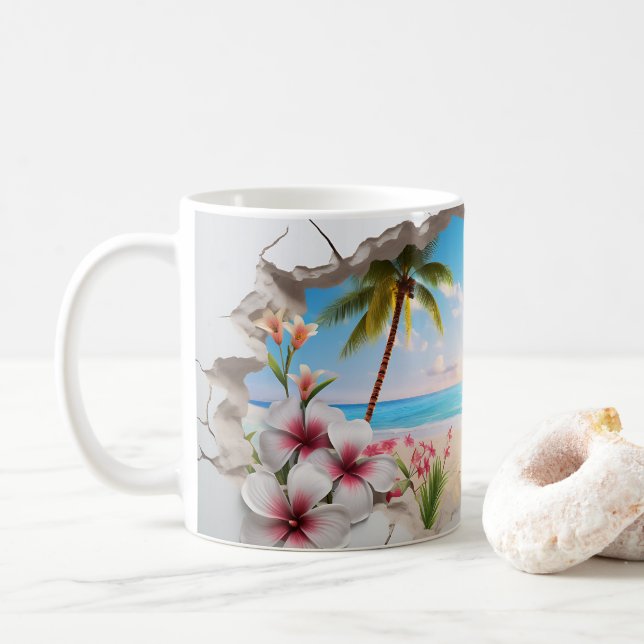 Tasse de café 3D Tropical Bliss (Avec donut)