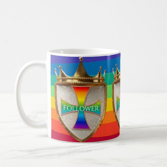 Tasse de café à crête de suiveur de arc-en-ciel (Gauche)