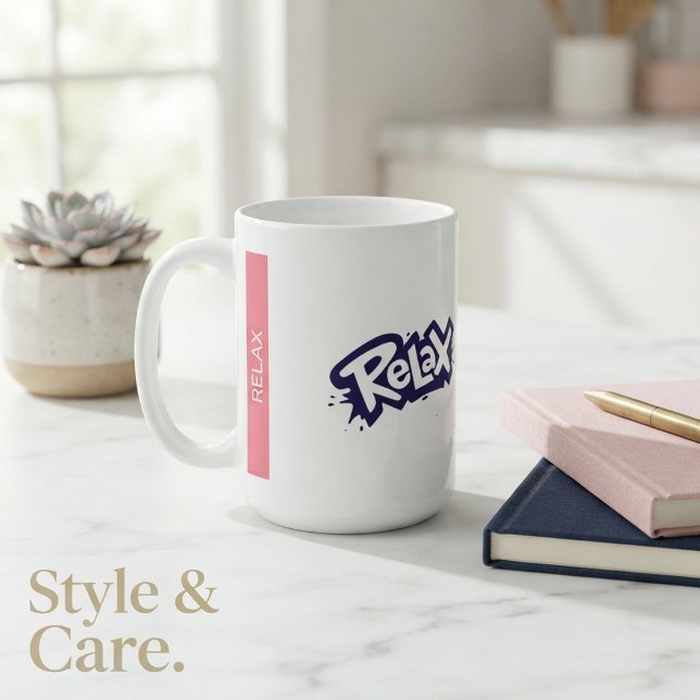 Tasse de café à design graphique Relax Text pour u (Relax Text Graphic Design Coffee Mug for Daily Use)