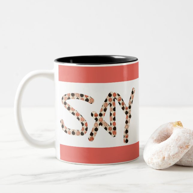 Tasse de café à deux tons "dites amour" (Avec donut)
