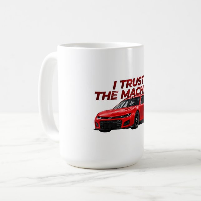 Tasse de café à graphisme de course | Je fais conf (Devant gauche)